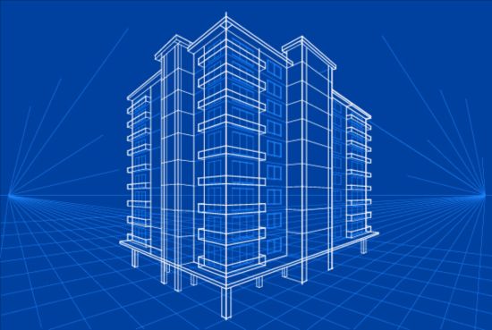 Eenvoudige blauwdruk gebouw vectoren ontwerp 02  