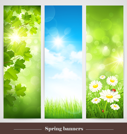Spring natural banners vector set 02  