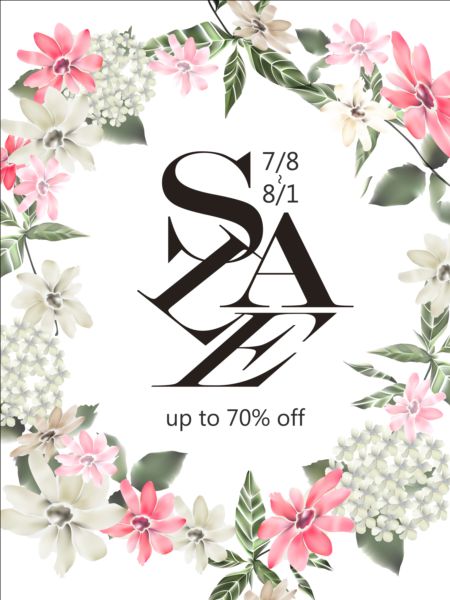 Spring sale poster with flowers vector 01  