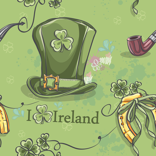 St Patrick Day hand drawn vector background 04  