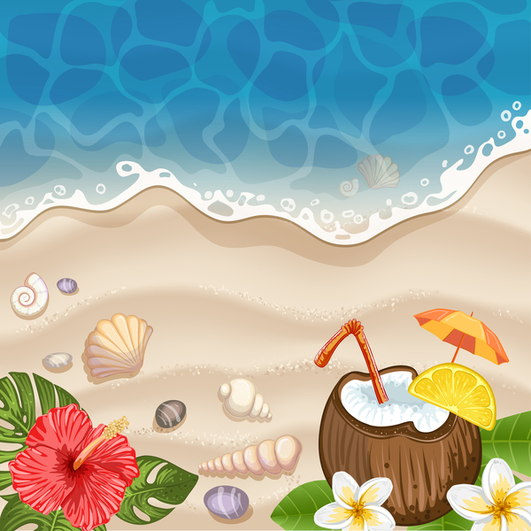 Summer beach with sea and travel background vector 01  