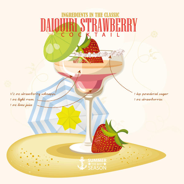 Summer season cocktails poster template vector 06  
