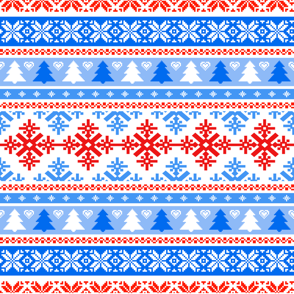 Traditonal knitted christmas seamless patterns vector 04  