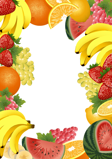 Various fruits frame vector material  