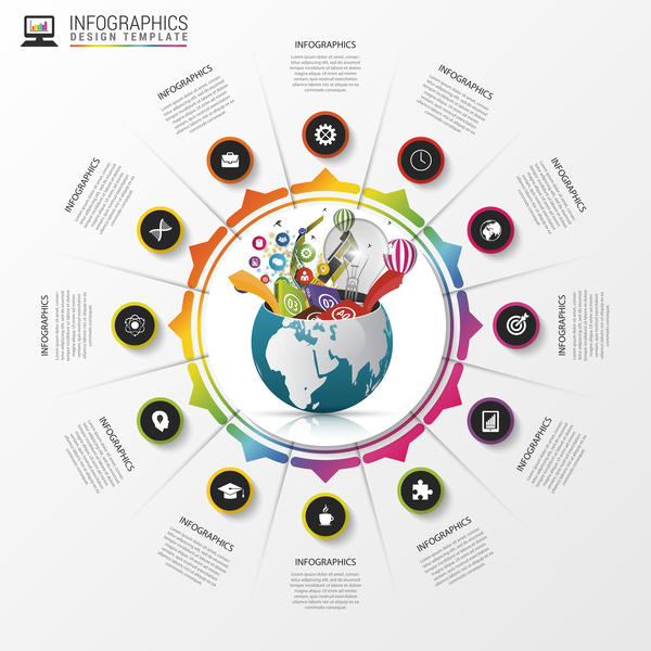 Modèle de vecteur monde créatif infographie 15  