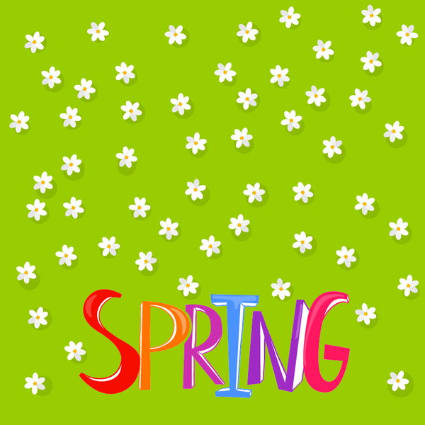 White flower with green spring background vector  