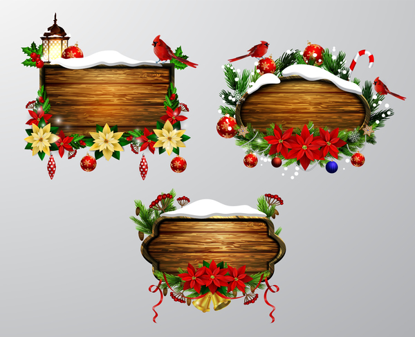木製クリスマスlablesデザインベクトル02  
