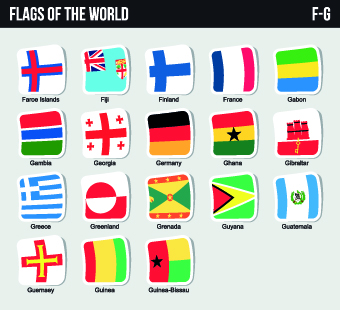 World flags stickers design vector set 10  