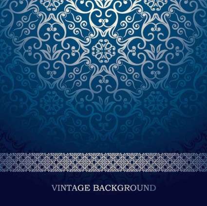 Blue european pattern ornate vector  