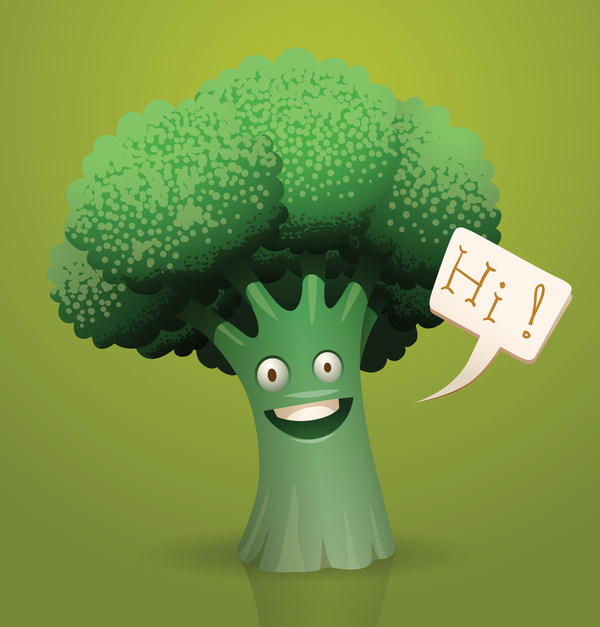 vecteur de brocoli dessin animé heureux  