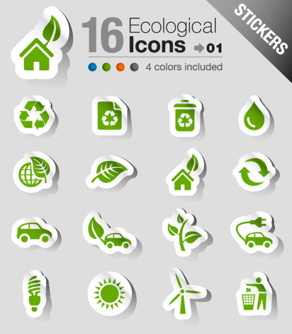 Set of eps Icon stickers elements 01  