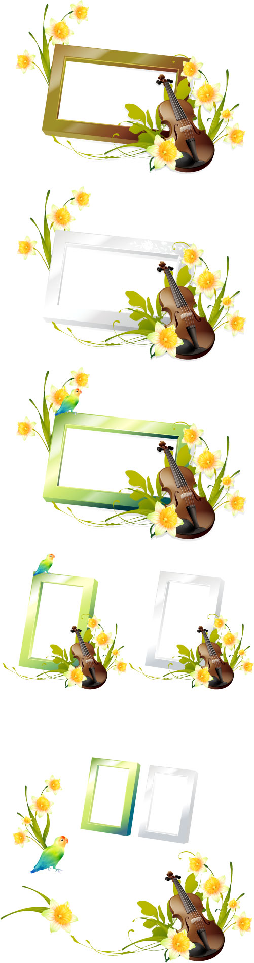 Violin photo frame vector  