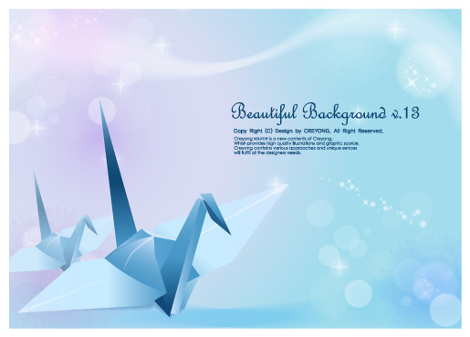 The cranes and fantasy background  