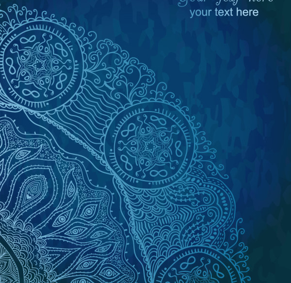 Blue style Vintage lace vector background 01  
