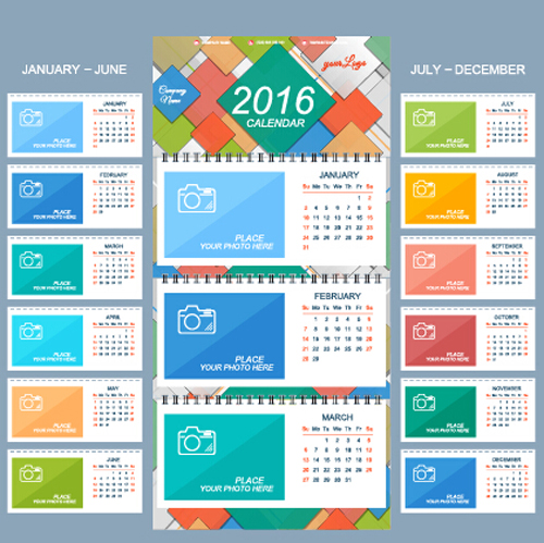 2016 New year desk calendar vector material 26  
