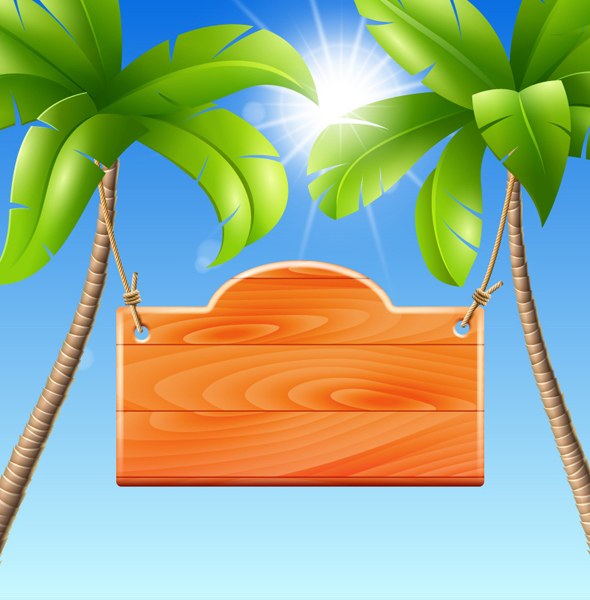 Coconut tree with Billboard vector  