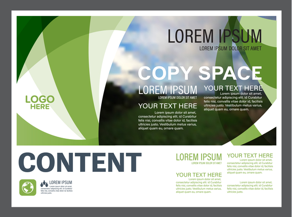 Dépliant abstrait de styles verts avec brochure vecteur de modèle de couverture 03  