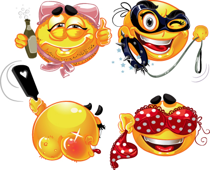 Different Adult Smileys icon vector 01  