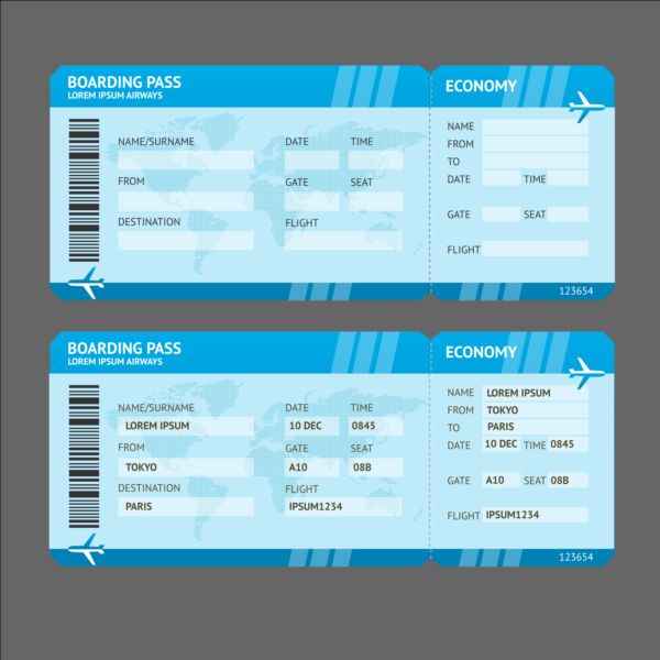 Airline tickets template design vector 04  