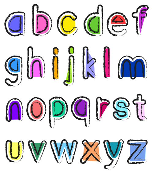 Artistic small alphabet vector material  