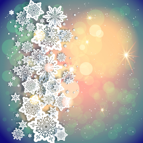 Beautiful snowflake with shiny background vector 05  