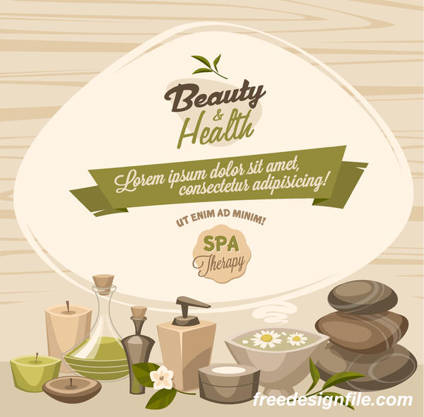 Beauty with health spa poster vectors template 02  
