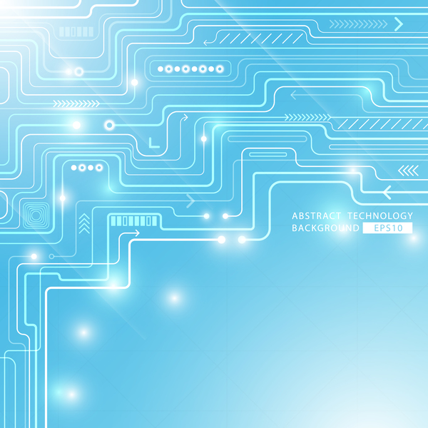 Blue abstract circuit technology background vector design  