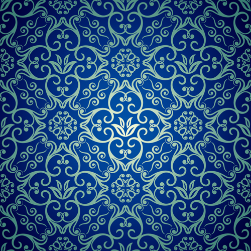 Blue floral seamless pattern design vector  