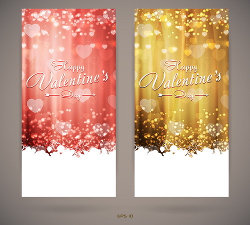 Bright Valentines day invitation cards vector  
