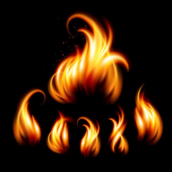 Bright Fire flamme illistration vecteurs Set 01  