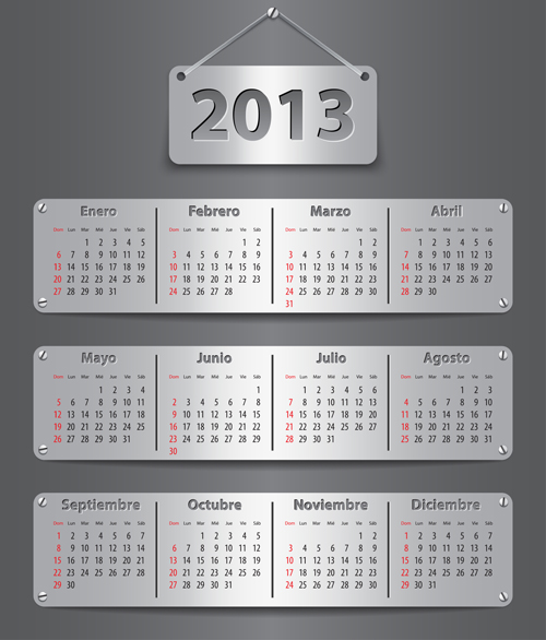 Elements of Calendar grid 2013 design vector set 14  