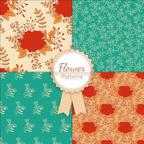 Charming flower pattern seamless vector set 10  