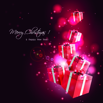 Christmas and New Year Gift box vector background  