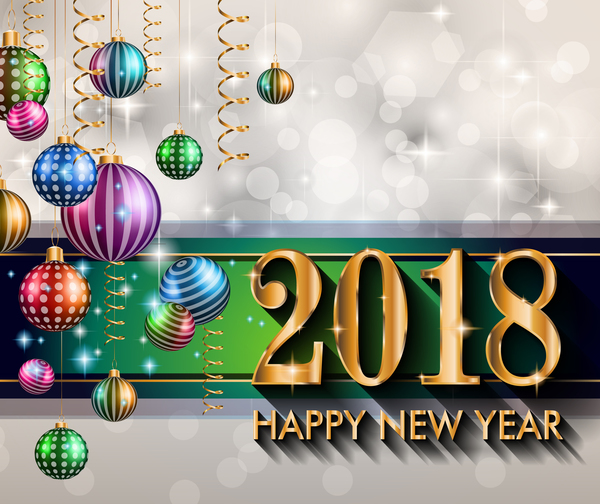 Décor de Noël baubels avec vecteur de fond vert rose 2018 nouvel an  