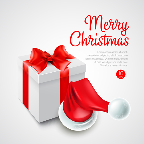 Christmas gift boxs with red cap vector 01  