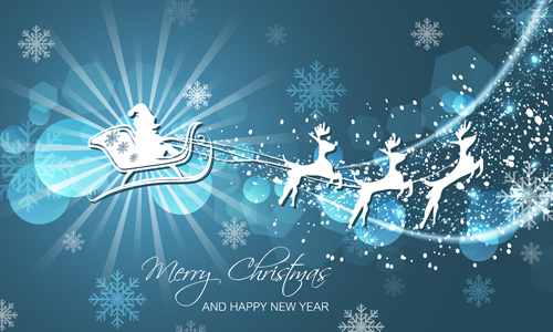 Christmas with new year reindeer and snowflake vector background 01  