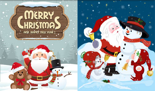 Christmas santa backgrounds set vector  
