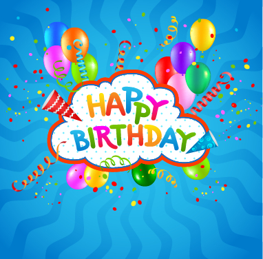 Colored confetti with happy birthday background vector 02  