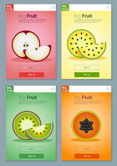 Bunte Frucht-App-Interface-Design-Vektor 4  