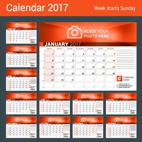 Company 2017 desk calendar design vector template 10  