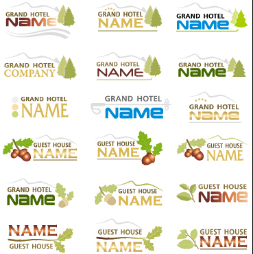 Creative hotel logos set vector  