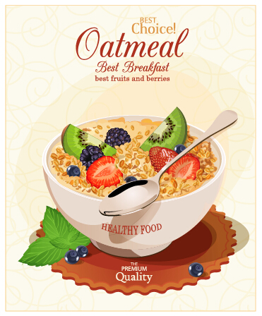 Creative oatmeal advertising poster vector  