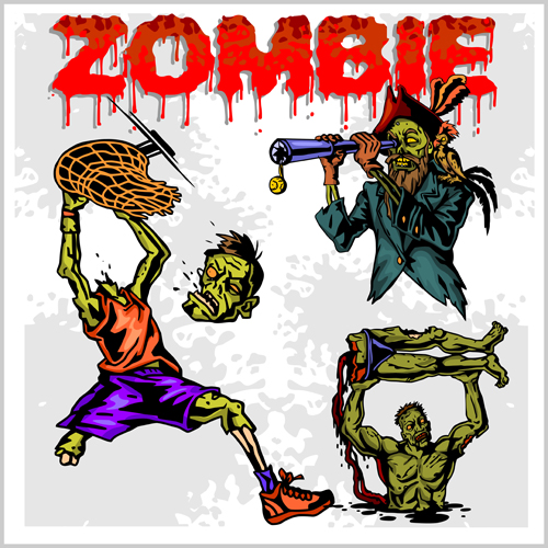 Creative zombie design vector set 06  