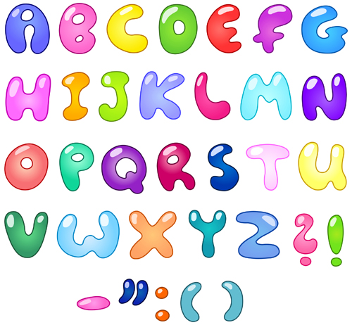 Cute cartoon Alphabet letter and Digital vector art 01  