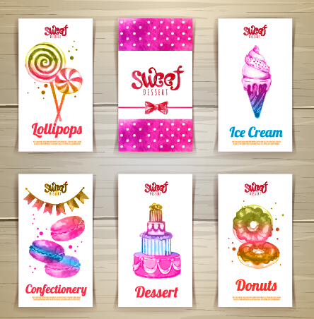 Cute sweet cards vectors material 03  