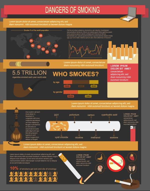 Gefahren des Rauchens von infographic Vektor 04  