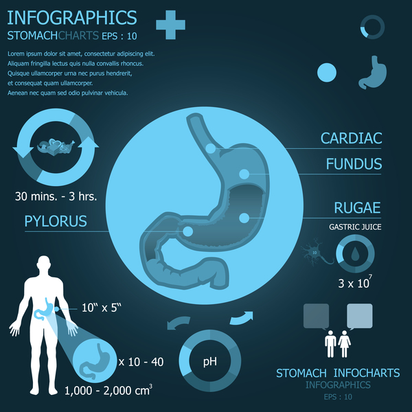 Vecteur d'éléments médicaux infographiques de couleur sombre 09  