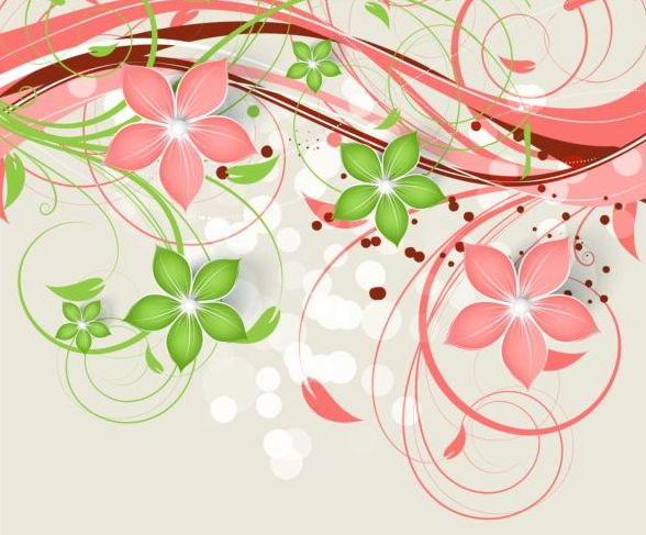 Fleur décorative boucles design vectoriel fond 07  