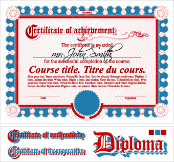 Diploma Certificate design elements vector set 04  