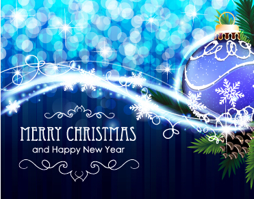 Dream blue christmas with new year shiny background art 06  